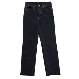 Denim Forum The Arlo High Rise Straight Jeans Womens 27 Black Button Fly Classic